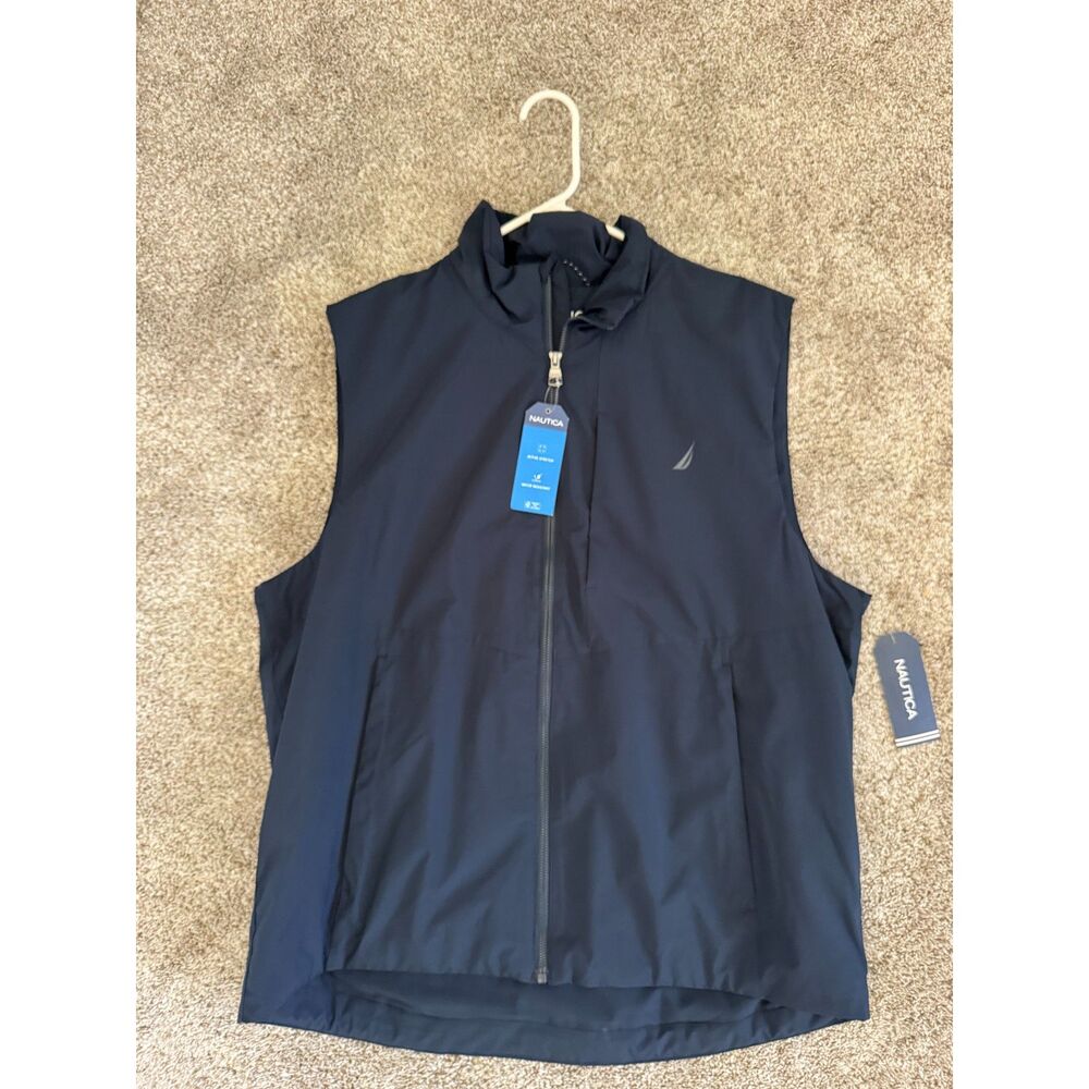 Nautica Men’s Active Stretch Water & Wind Resistant Full Zip Vest Navy Size L